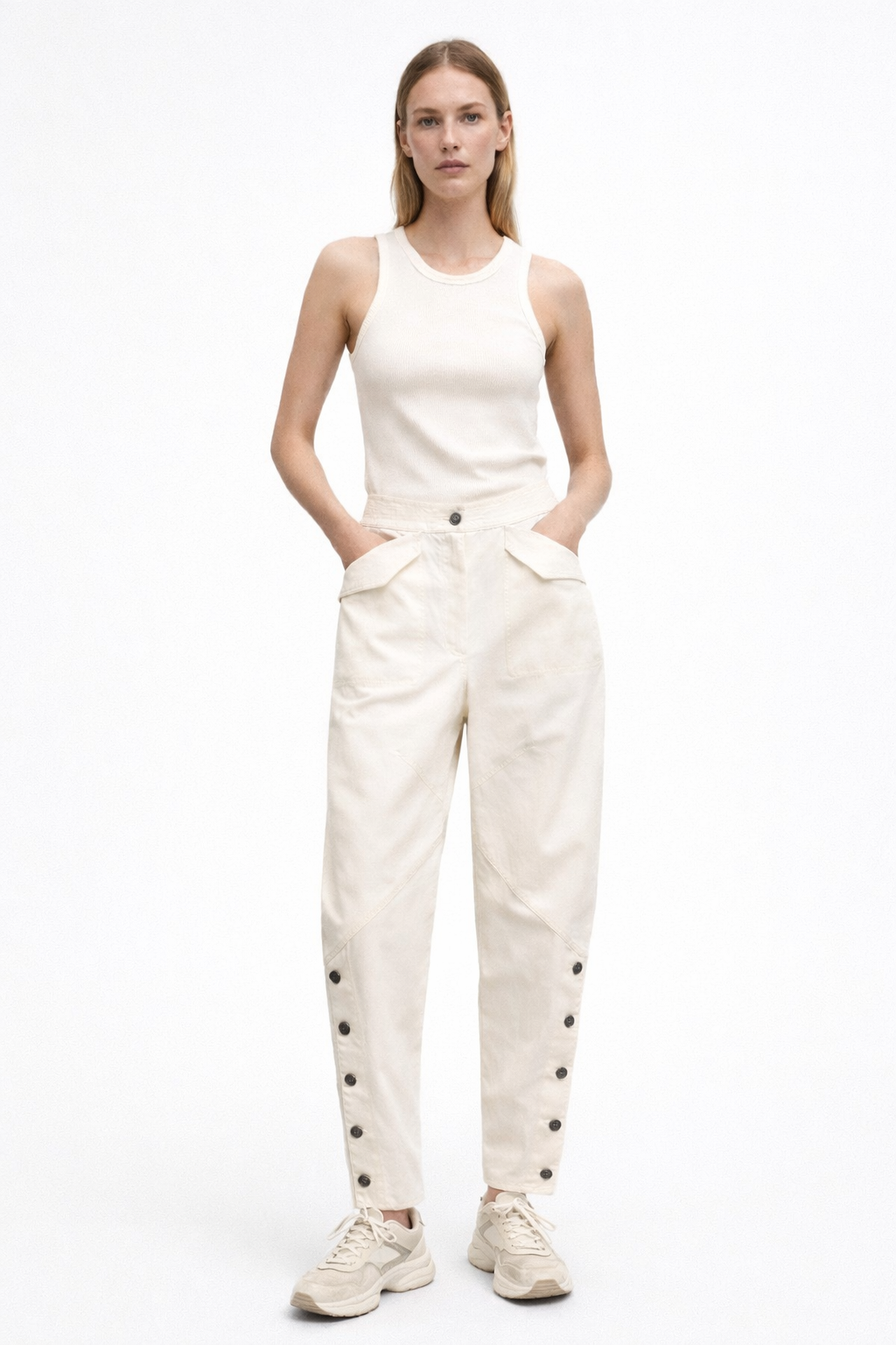 [X5] SRPLS UTILITY BUTTON TROUSERS – OFF-WHITE