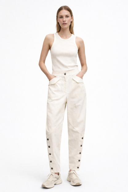 SRPLS UTILITY BUTTON TROUSERS – OFF-WHITE