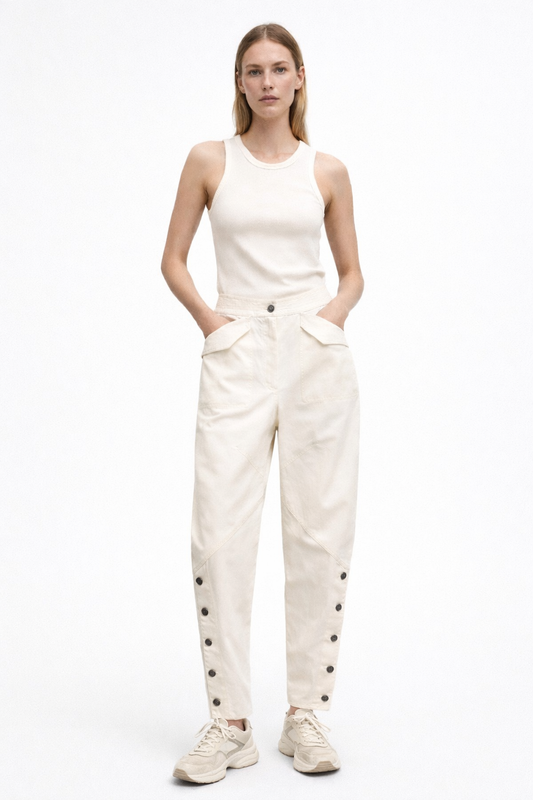 SRPLS UTILITY BUTTON TROUSERS – OFF-WHITE
