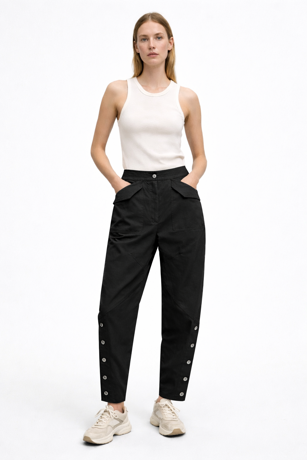 [X5] SRPLS UTILITY BUTTON TROUSERS – BLACK