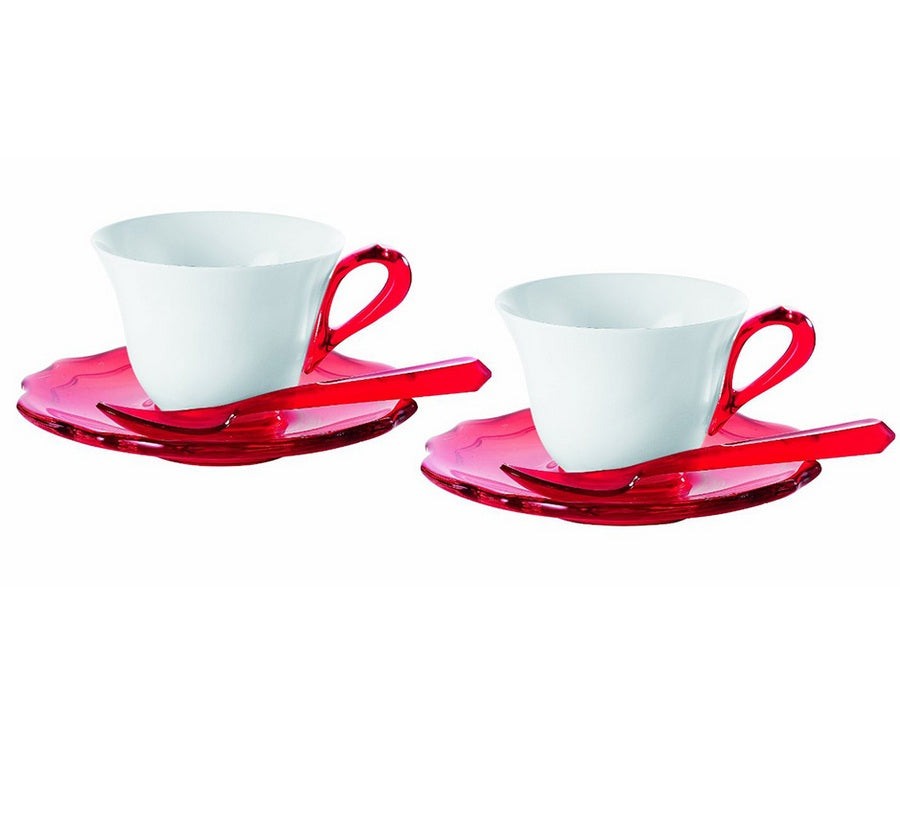 ENSEMBLE DE 2 TASSES À ESPRESSO AVEC SOUCOUPES ET CUILLÈRES | GUZZINI