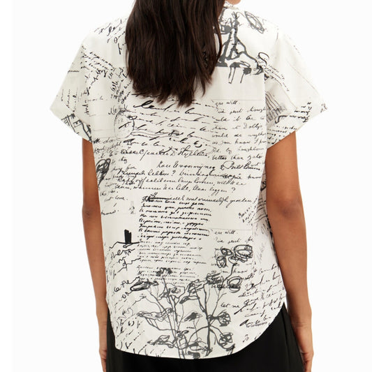 Desigual button down shirt medium texts graphic print