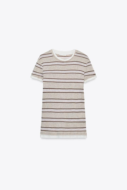 DOUBLE STRIPE CREW NECK T-SHIRT