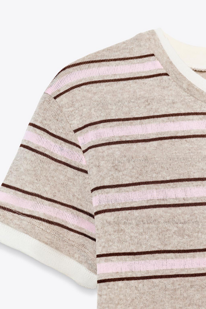 DOUBLE STRIPE CREW NECK T-SHIRT