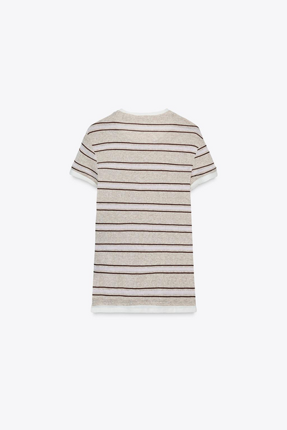 DOUBLE STRIPE CREW NECK T-SHIRT