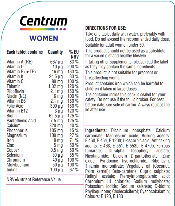 CENTRUM WOMEN MULTIVITAMINES & MINÉRAUX – 23 NUTRIMENTS ESSENTIELS – 60 COMPRIMÉS