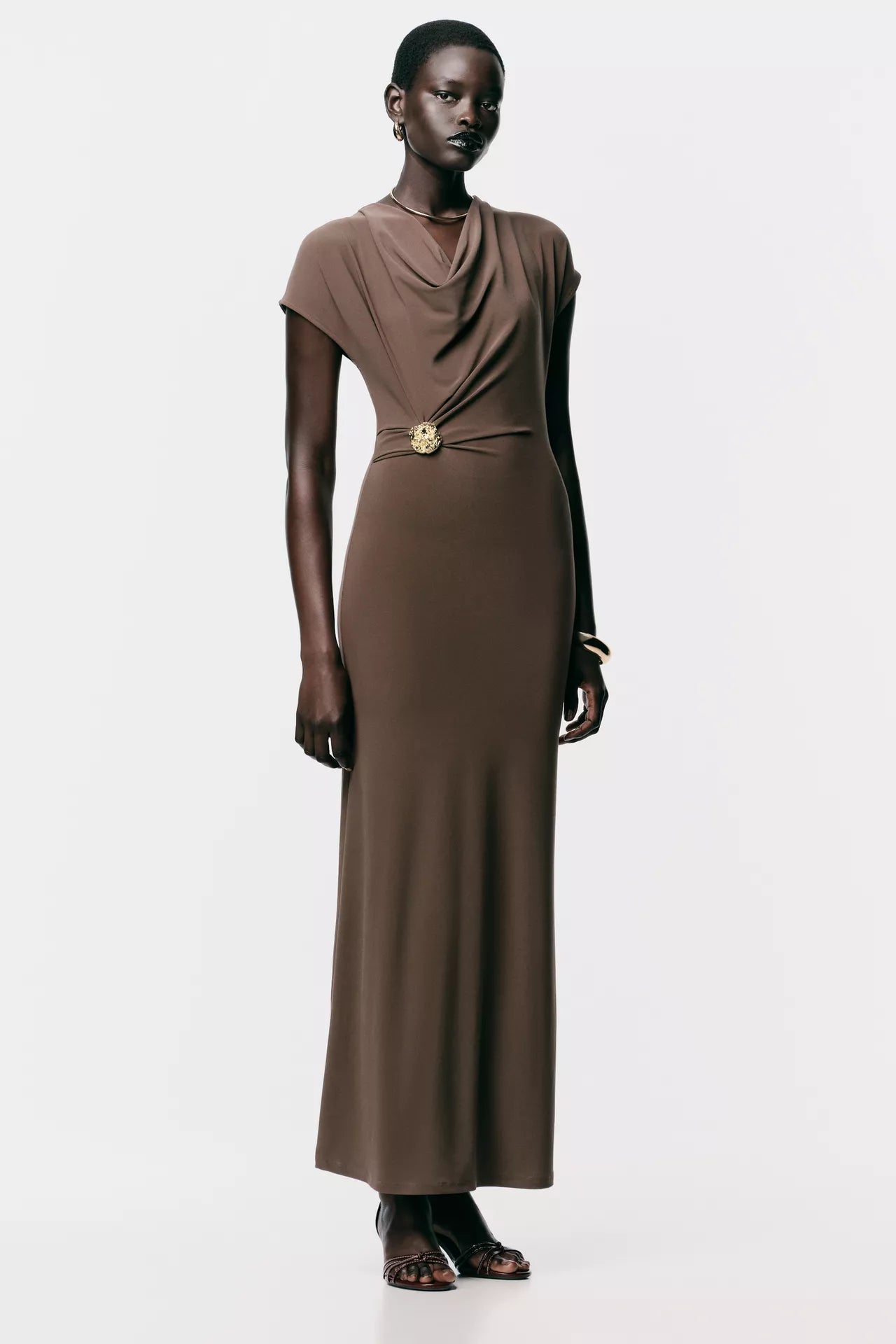 DRAPED DRESS WITH HARDWARE