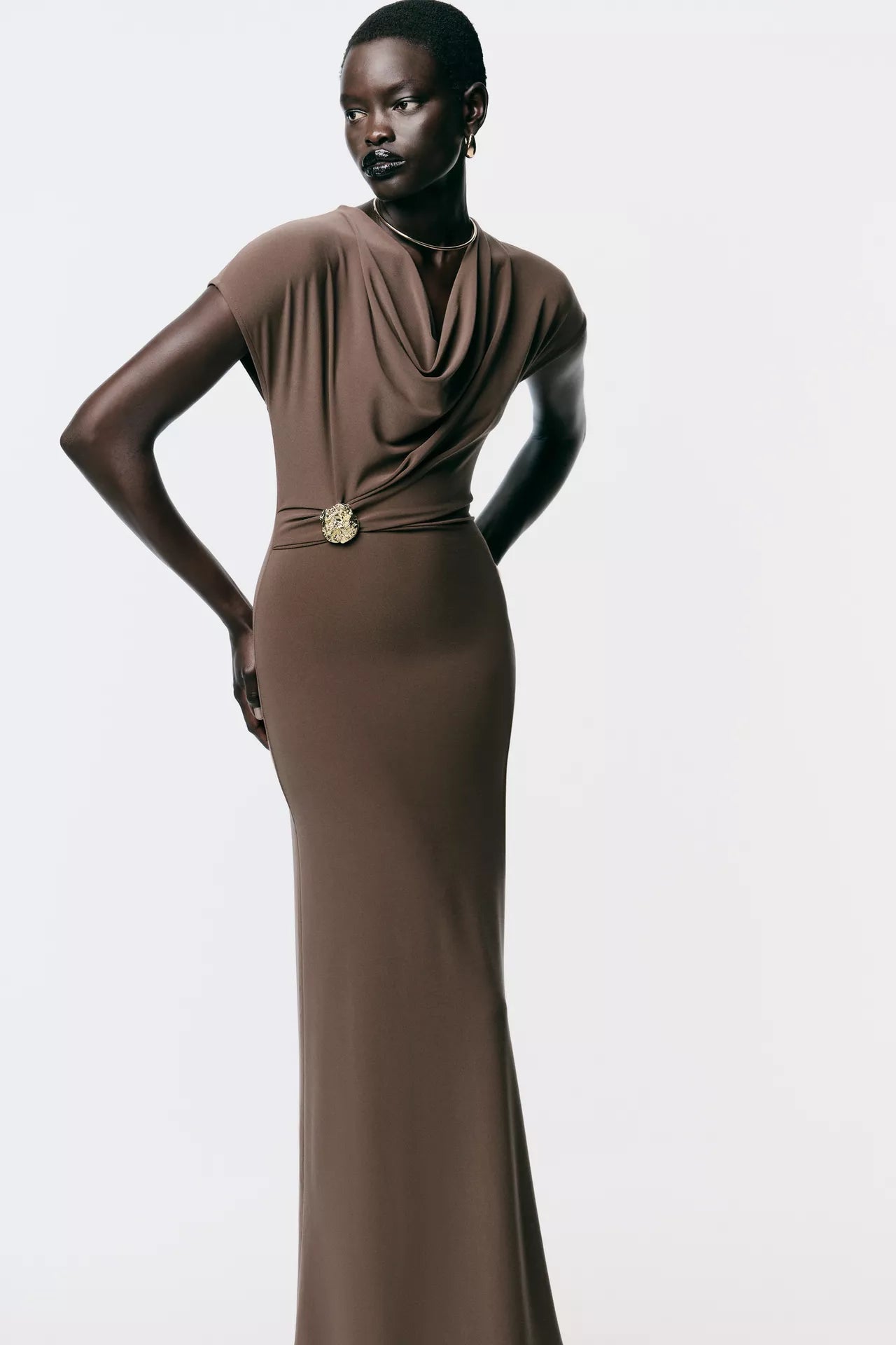 DRAPED DRESS WITH HARDWARE