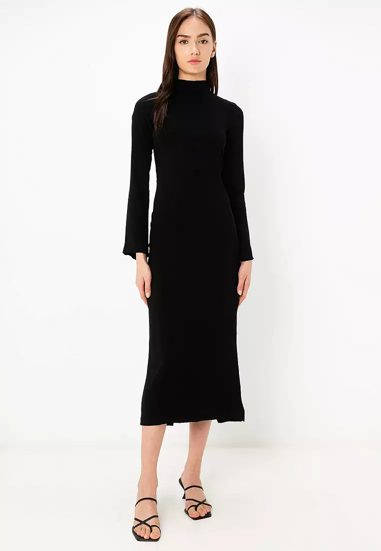 HIGH NECK BOW MIDI DRESS