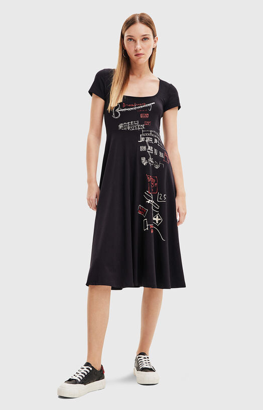Desigual black midi dress