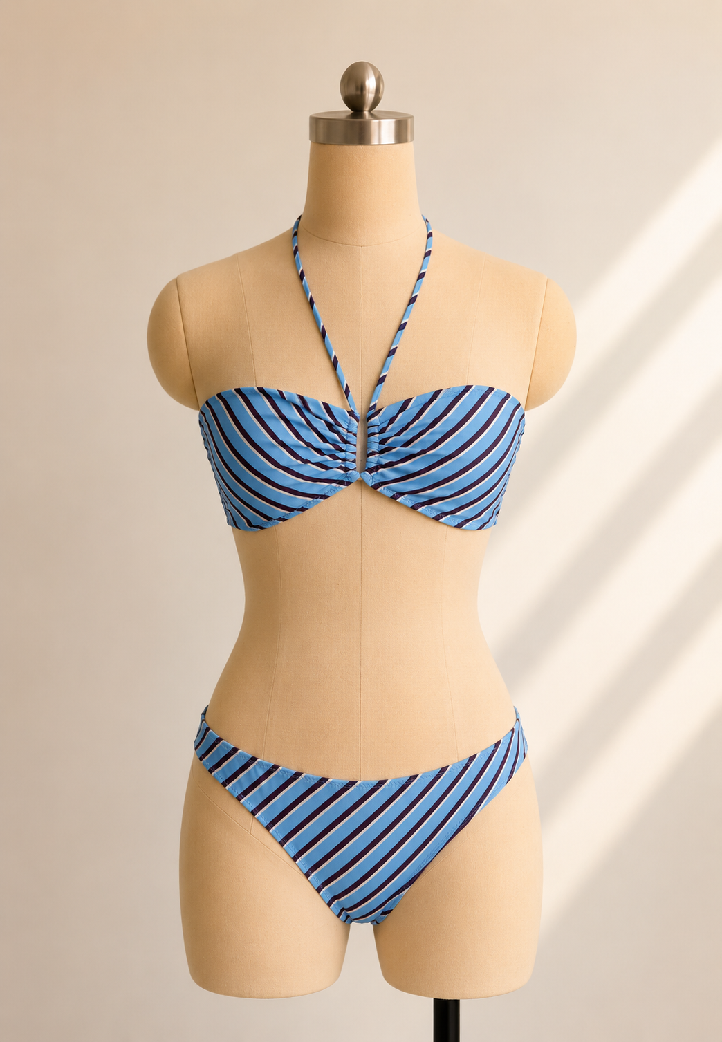 STRIPED HALTER BIKINI SET