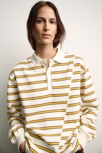 [X2] STRIPED PRINT POLO SHIRT
