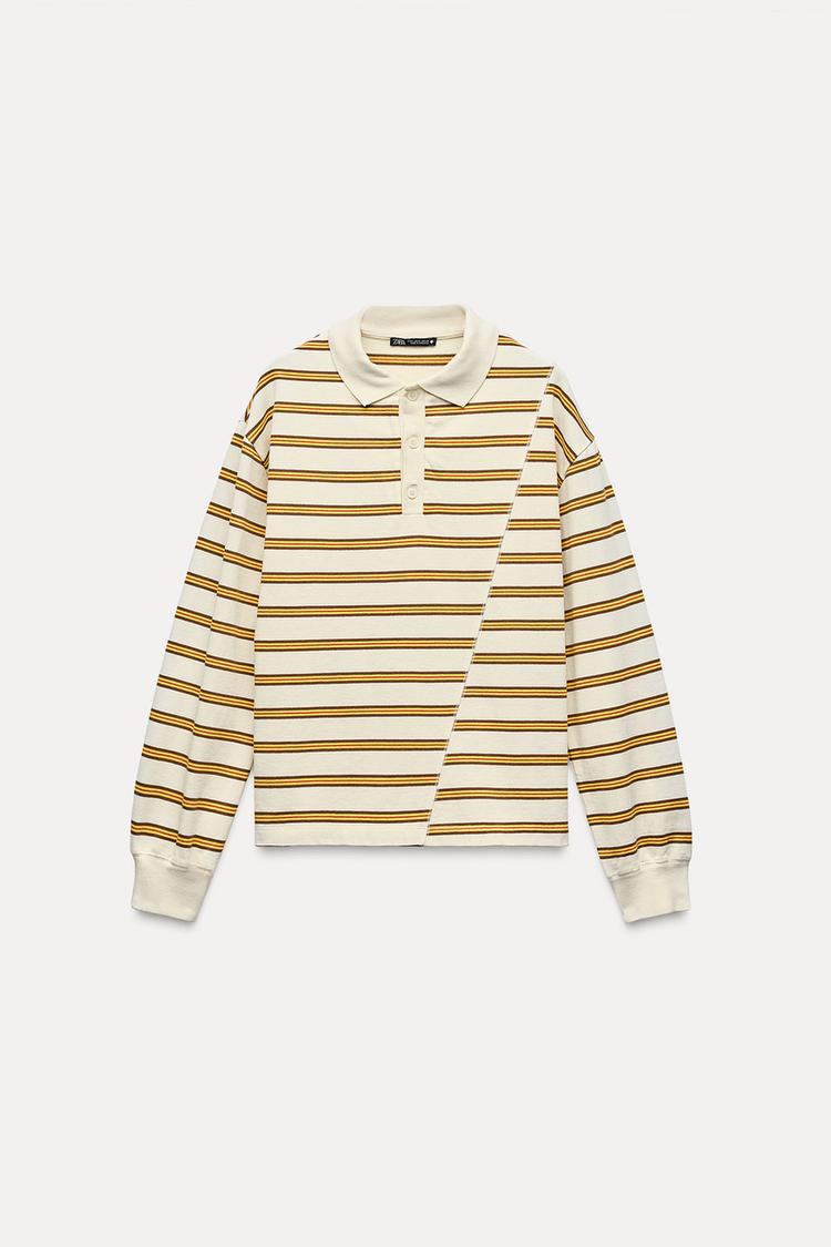 [X2] STRIPED PRINT POLO SHIRT