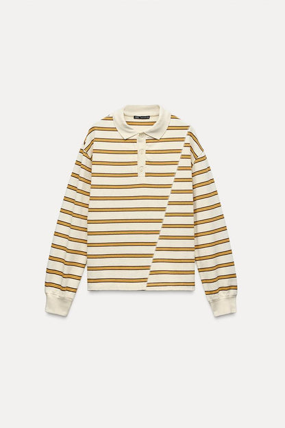 [X2] STRIPED PRINT POLO SHIRT