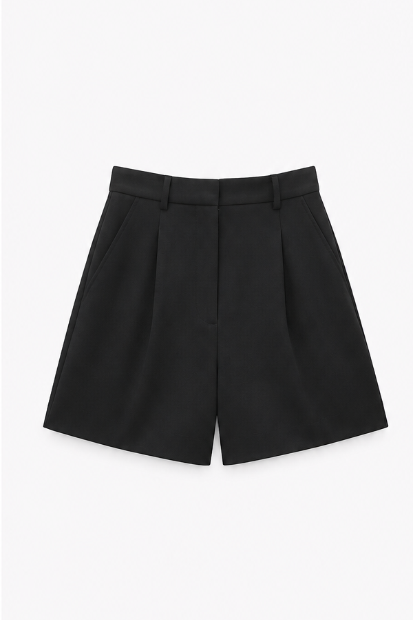 [X2] High-Rise Pleated Bermuda Shorts