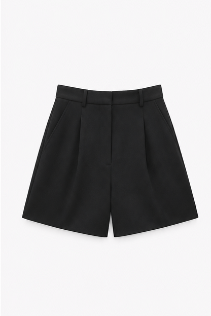 [X2] High-Rise Pleated Bermuda Shorts