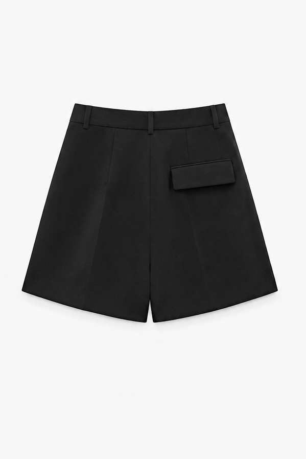 [X2] High-Rise Pleated Bermuda Shorts