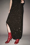 ASYMMETRIC SEQUIN SKIRT