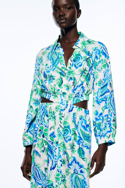 [A2] ZW Collection Cut Out Printed Dress