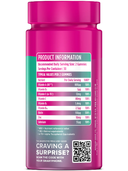 BEAUTY GUMMIES WITH BIOTIN & ZINC FOR SKIN, HAIR & NAILS
