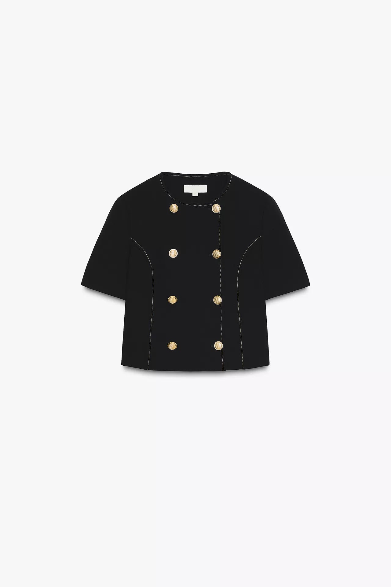 CONTRAST STITCH SHORT SLEEVE BLAZER