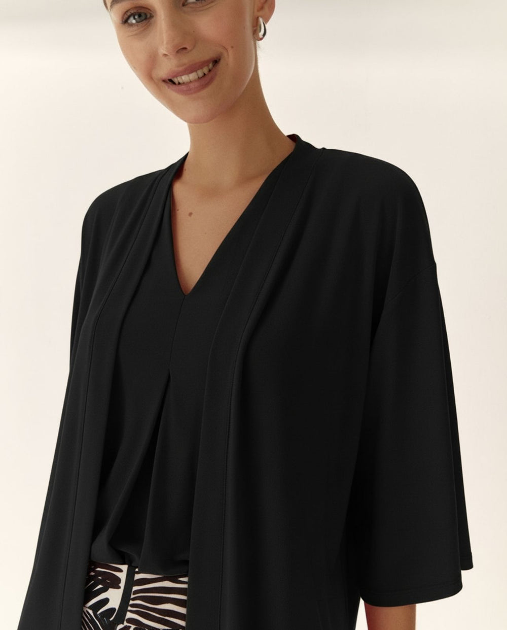 [E5] WOMEN'S PLAIN KNIT JACKET WITH 3/4 SLEEVES