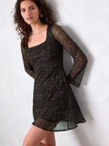LEOPARD PRINT MINI LONG SLEEVE DRESS