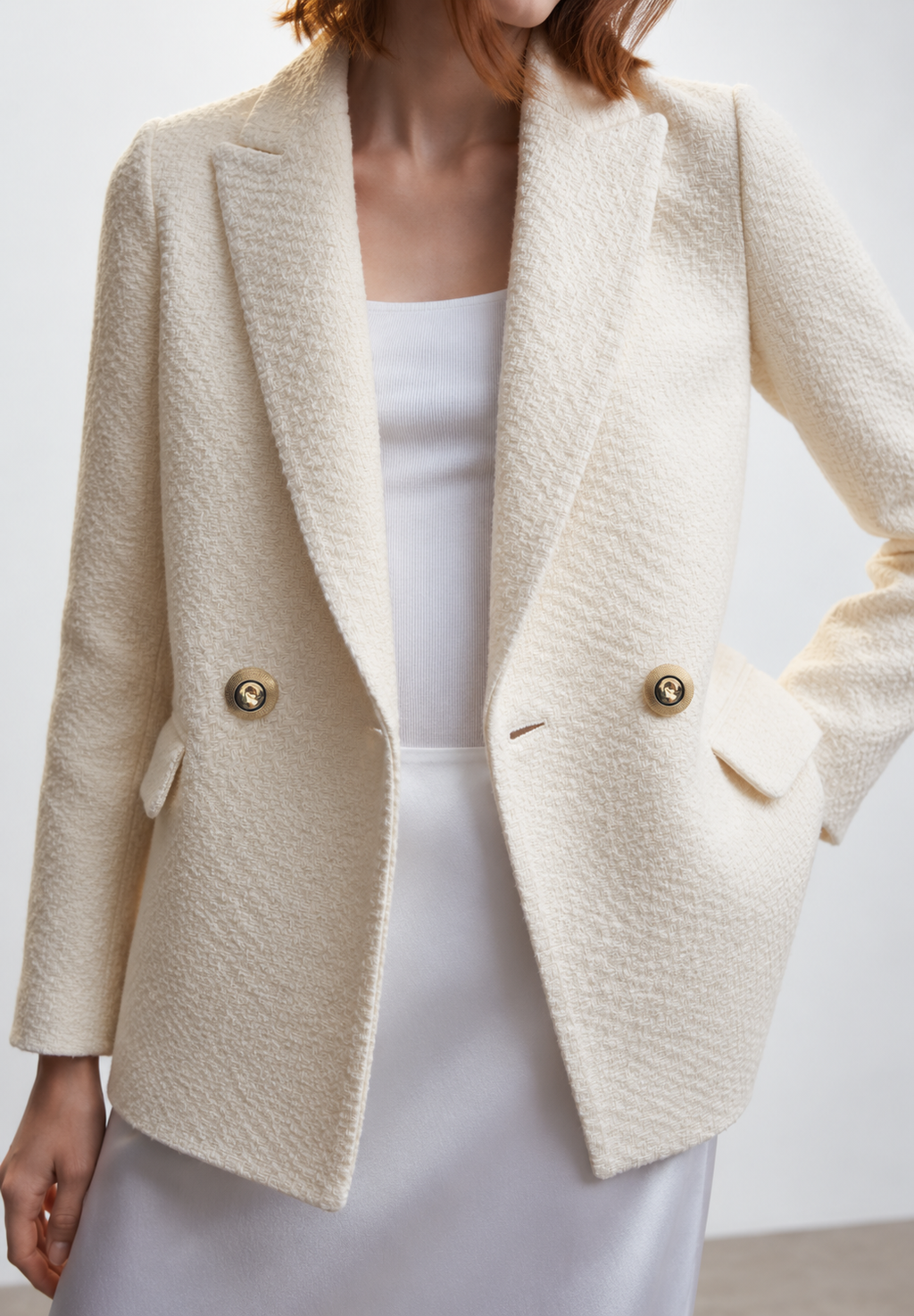 TEXTURED DOUBLE-BREASTED BLAZER