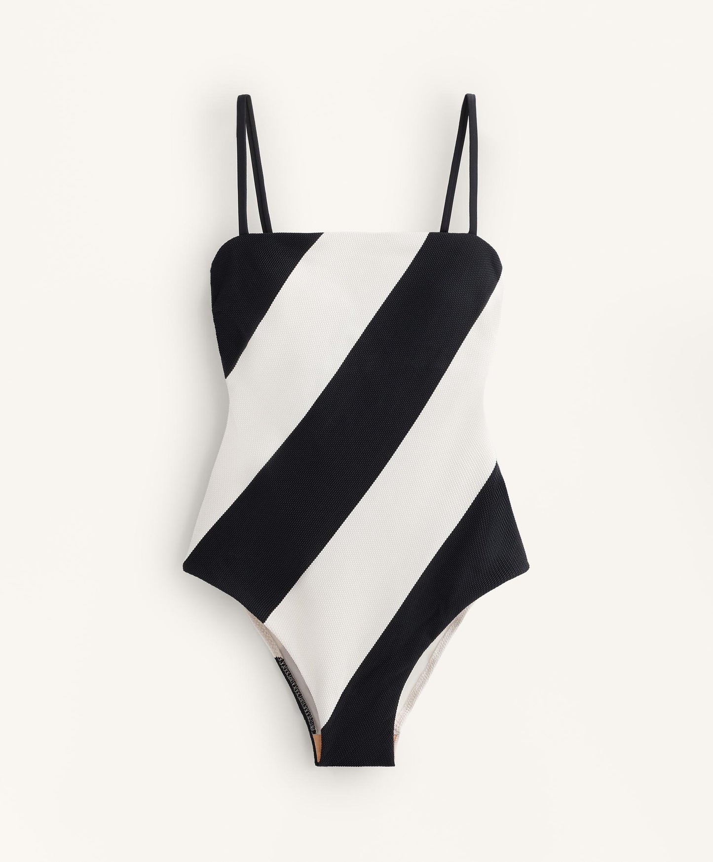 DIAGONAL STRIPE PIQUÉ BANDEAU SWIMSUIT