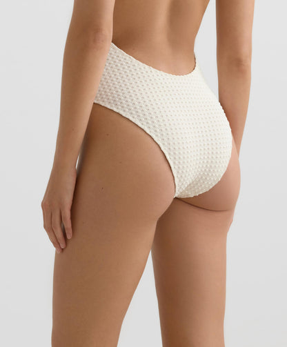 BUBBLE-TEXTURE CROCHET HALTER SWIMSUIT
