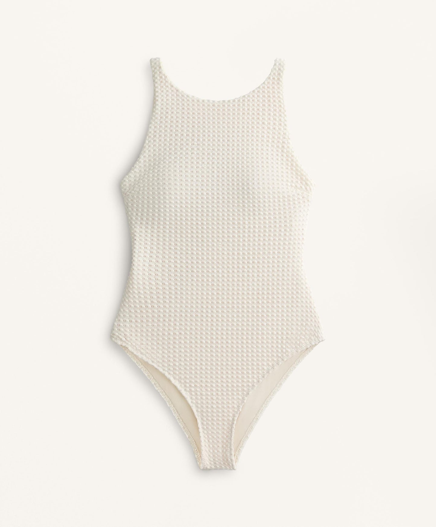 BUBBLE-TEXTURE CROCHET HALTER SWIMSUIT