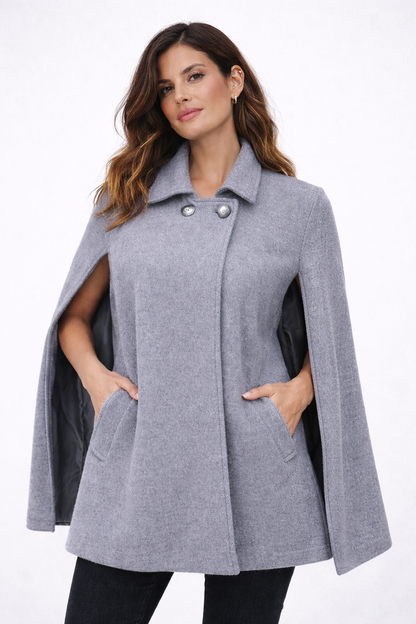CAPE MANTEAU ÉLÉGANTE GRIS
