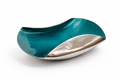 TEAL & SILVER SCULPTURAL DECORATIVE BOWLS – MODERN ART DESIGN
