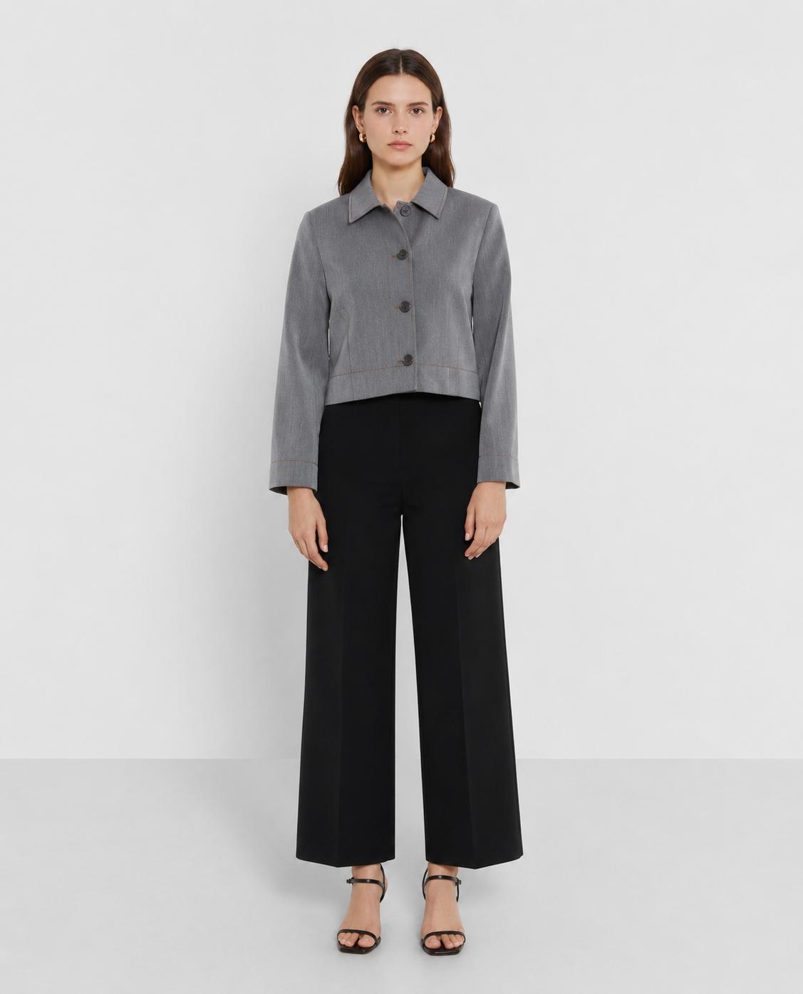 [E4] CROPPED JACKET WITH BUTTON CLOSURE