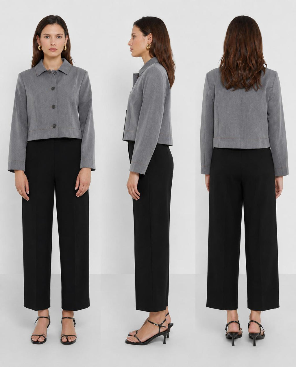 [E4] CROPPED JACKET WITH BUTTON CLOSURE