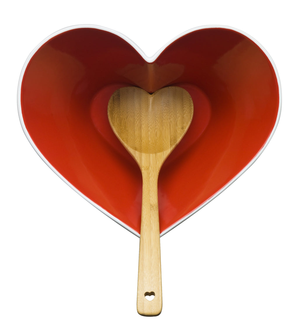 SAGAFORM HEART BOWL WITH LADLE WOOD