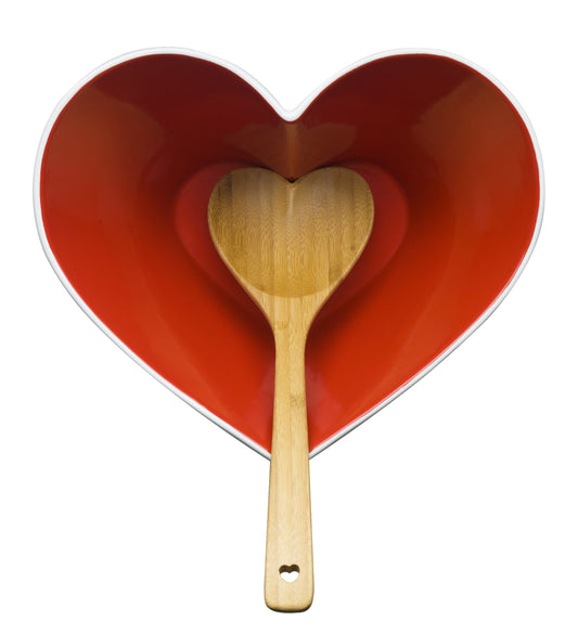 SAGAFORM HEART BOWL WITH LADLE WOOD
