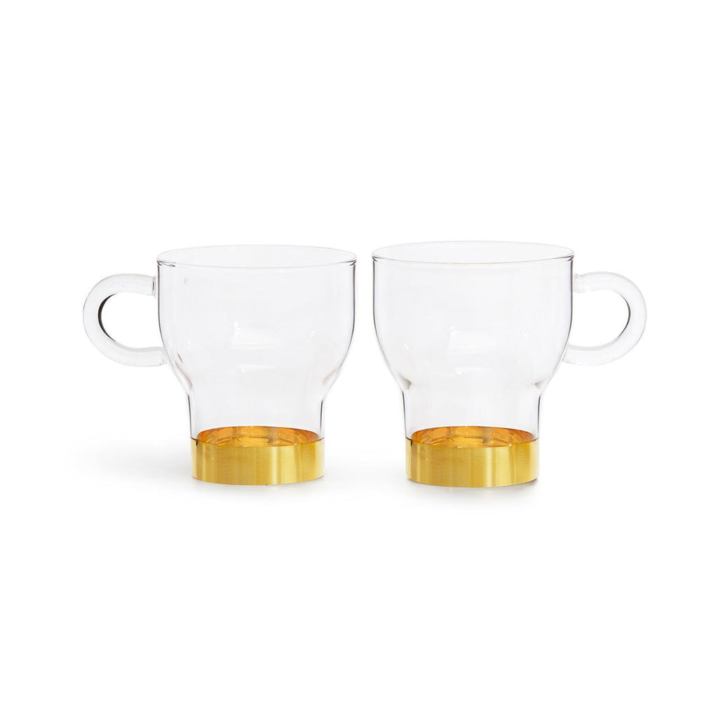 SAGAFORM SMALL GLASS MUG PACK OF 2 GOLD