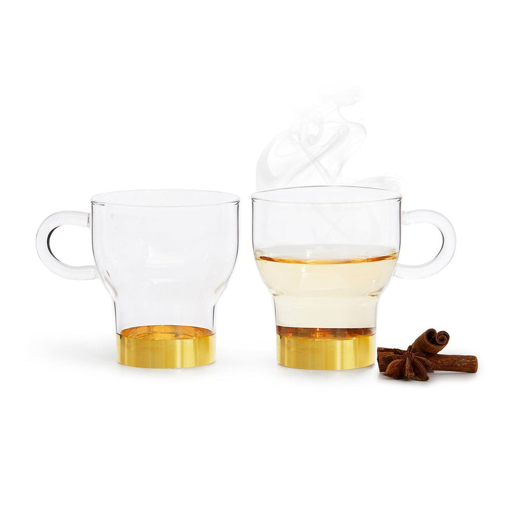 SAGAFORM SMALL GLASS MUG PACK OF 2 GOLD