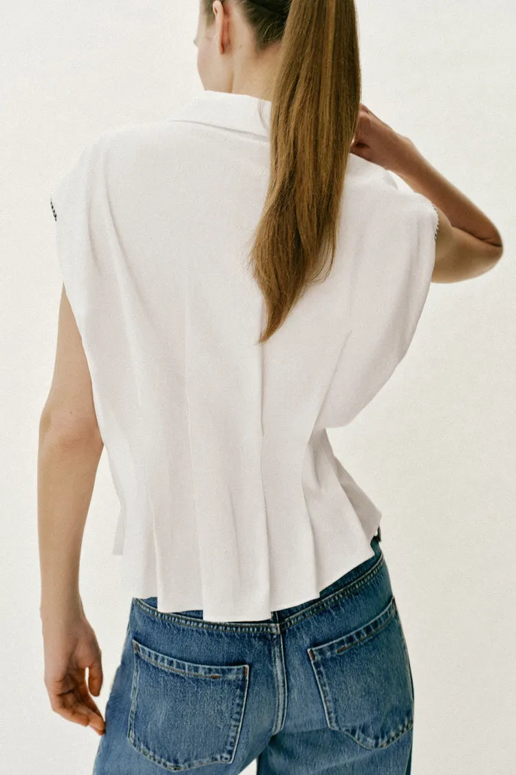 LINEN BLEND DRATED TOP