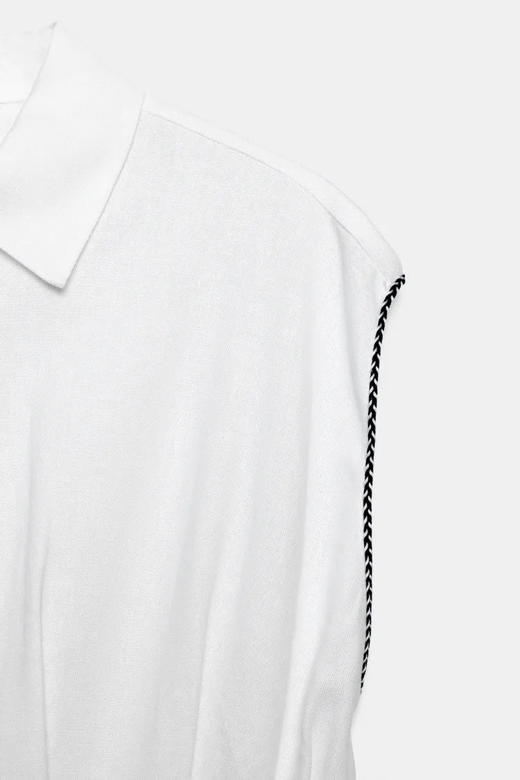 LINEN BLEND DRATED TOP