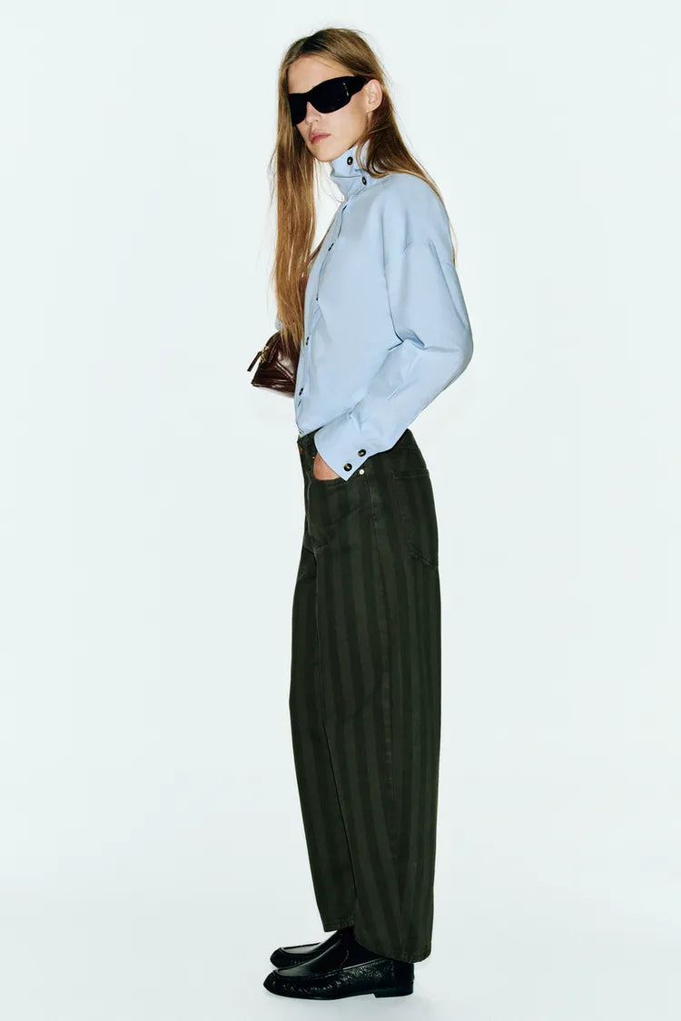 HIGH NECK POPLIN SHIRT