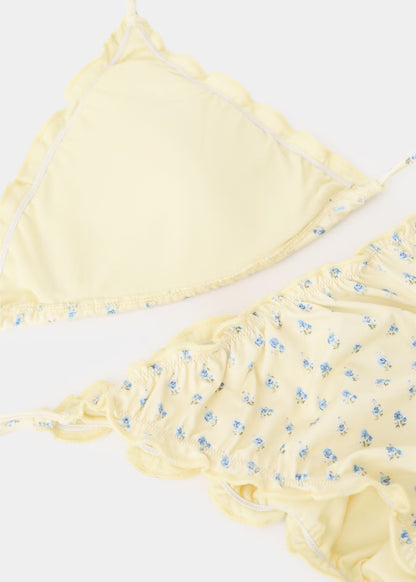 Floral print triangle bikini set