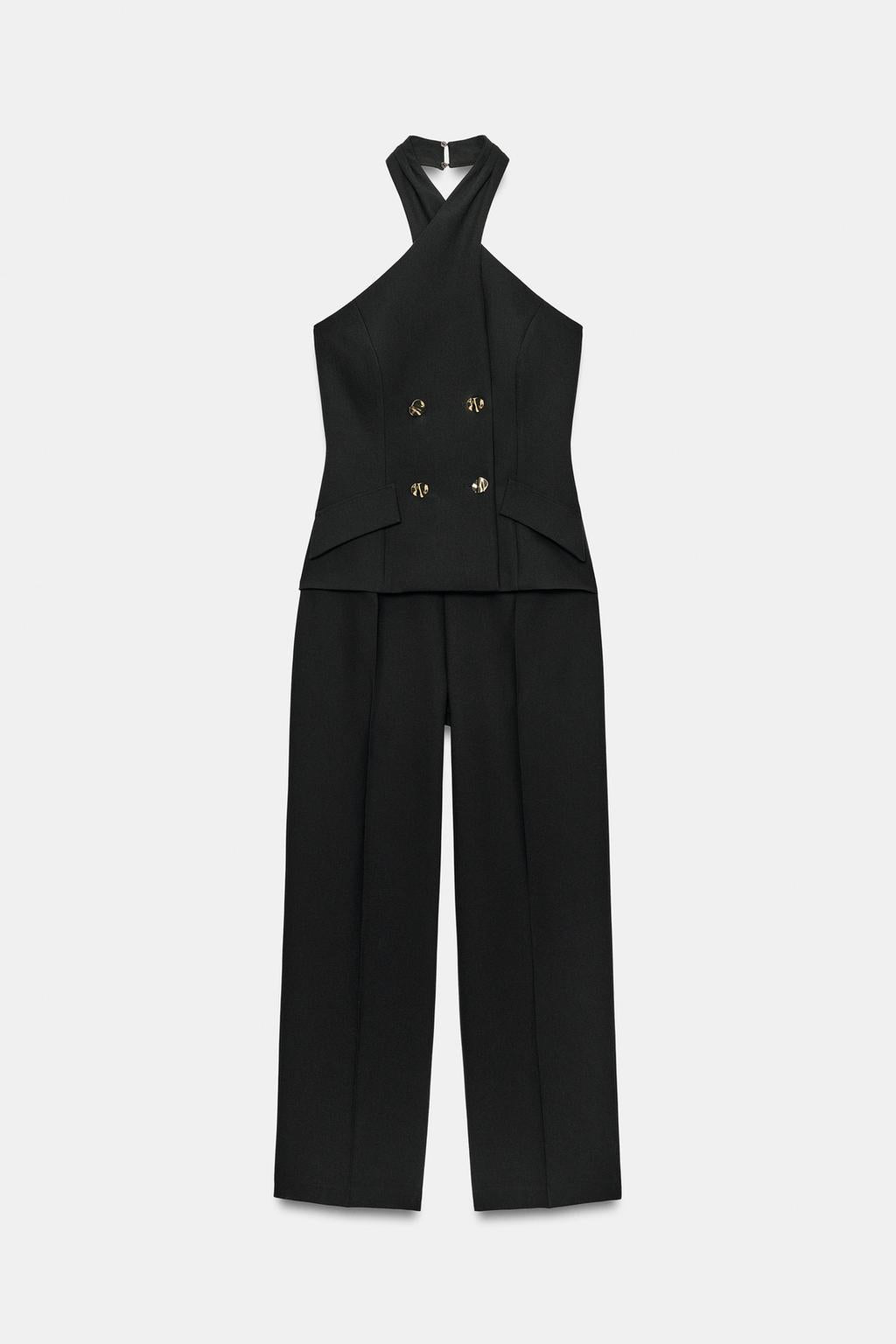 Cross-Over Halter Jumpsuit – Black