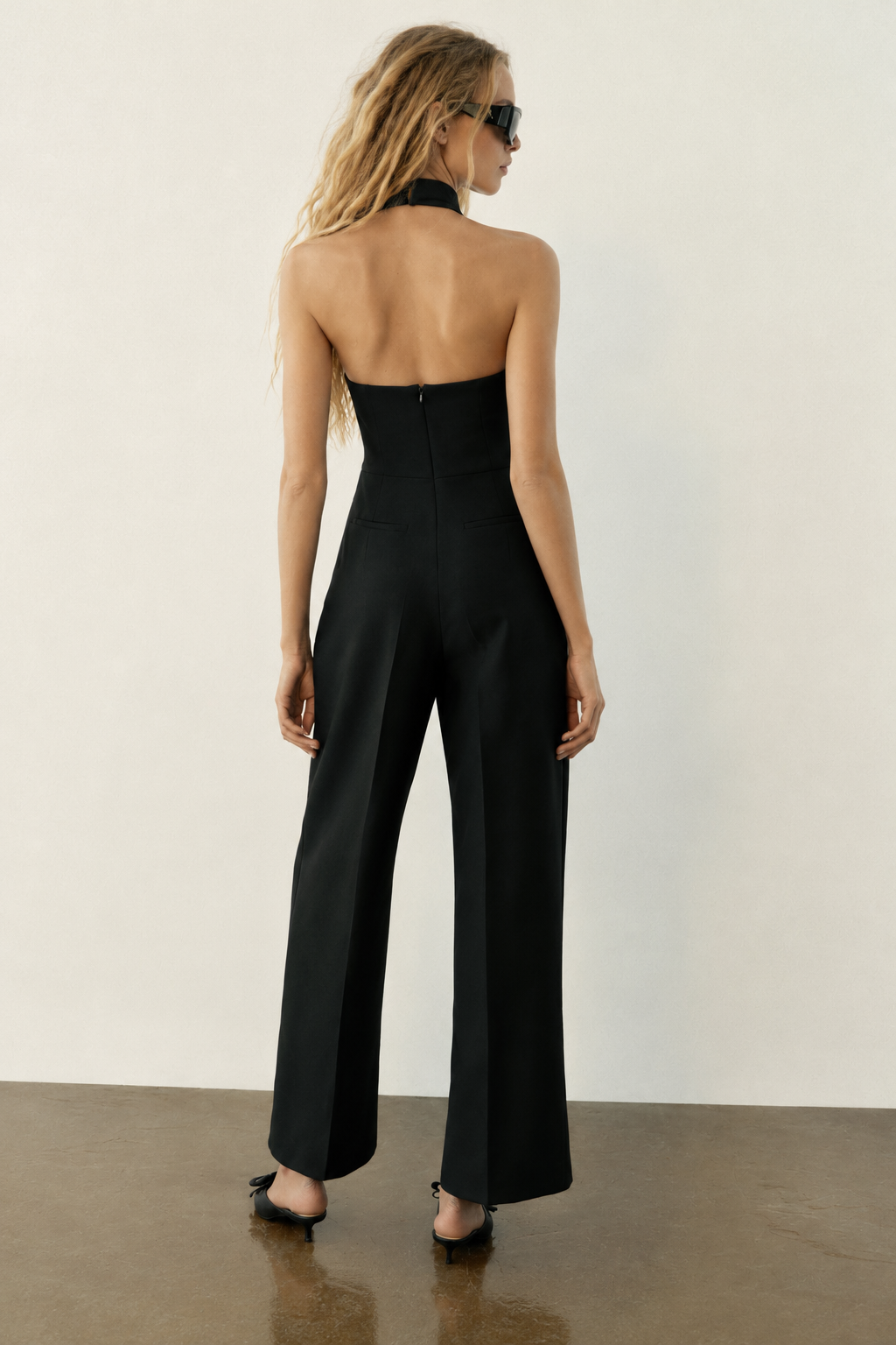 Cross-Over Halter Jumpsuit – Black