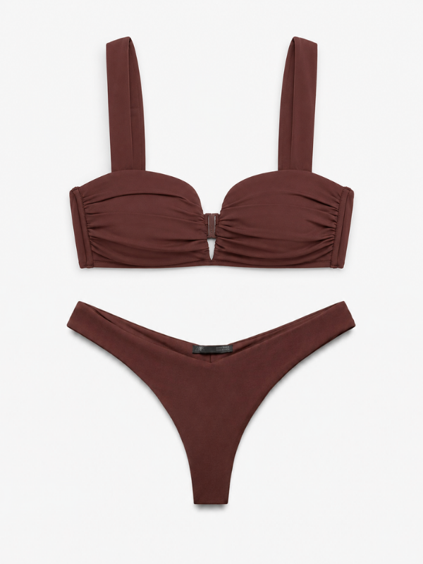 RUCHED CHOCOLATE BIKINI SET