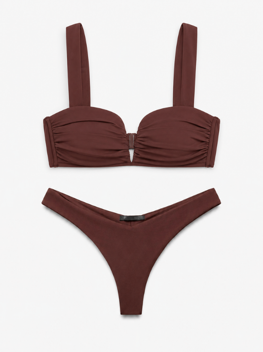 RUCHED CHOCOLATE BIKINI SET