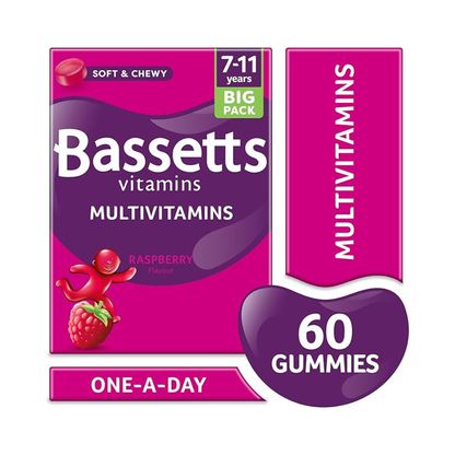 BASSETTS VITAMINS 7-11 YEARS RASPBERRY FLAVOUR MULTIVITAMINS 60 GUMMIES
