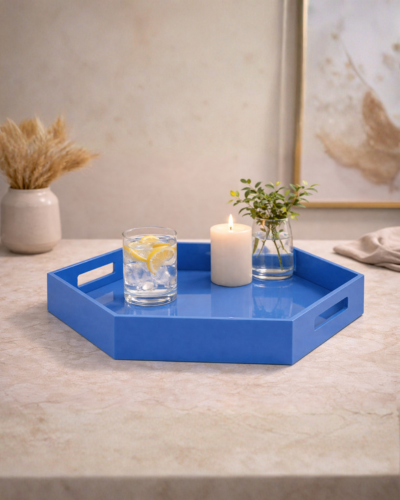 PLATEAU DE SERVICE DESIGN BLEU – ÉLÉGANCE MODERNE