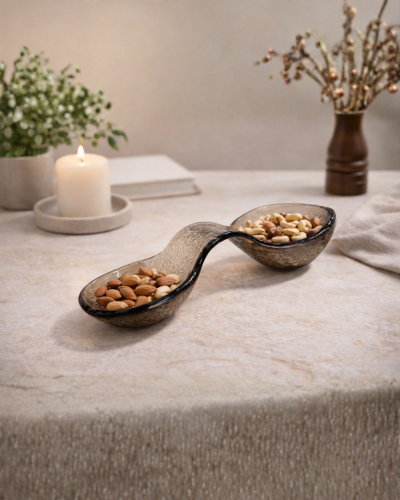 COUPELLE APÉRITIVE DOUBLE EN VERRE FUMÉ – DESIGN CHIC